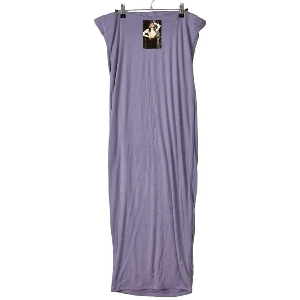 Naked Wardrobe The NW Tube Dress Iris Purple Strapless Crepe Bodycon Size 3X NEW - Picture 7 of 14